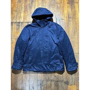 Armani Exchange Jacket Womens Large Navy Blue Cotton Long Sleeve Hooded Full Zip